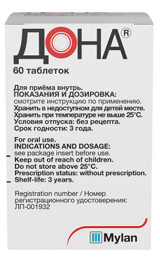 Дона, таблетки, покрытые пленочной оболочкой 750мг, 60шт