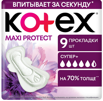 Kotex (Котекс) прокладки maxi protect супер+ароматизированные 9 шт