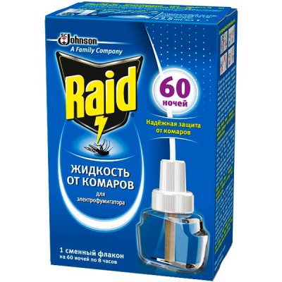 Купить рейд (raid) жидкость для фумигатора 60 ночей в Заволжье