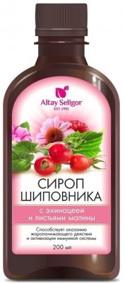 Купить altay seligor (алтай селигор) шиповника с эхинацеей и листьями малины от простуды, флакон 200мл в Заволжье