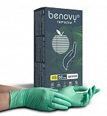Купить перчатки benovy смотровые нитриловые нестерильные неопудренные текстурные на пальцах размер xs, 100 шт, зеленые в Заволжье