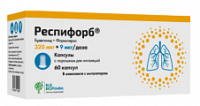 Купить респифорб, набор капсул с порошком для ингаляций, 320 мкг+9 мкг/доза, 60шт в Заволжье