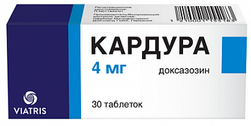 Кардура, таблетки 4мг, 30 шт