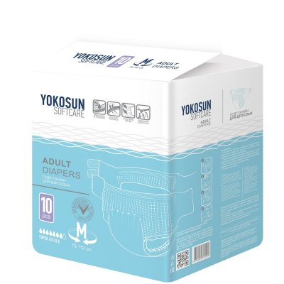 Купить yokosun (йокосан) подгузники на липучках для взрослых размер m, 10шт (объем 75-112см) в Заволжье