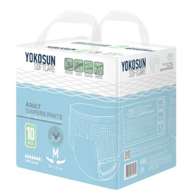 Купить yokosun (йокосан) подгузники-трусики для взрослых размер м (объем 80-120см) 10 шт в Заволжье