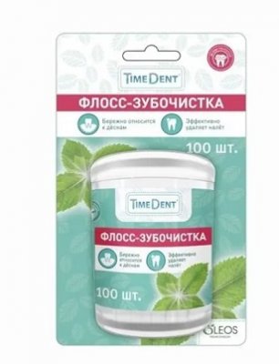 Купить таймдент (timedent) флосс-зубочистки мята 100 шт в Заволжье