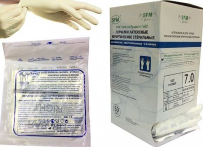 Купить перчатки sfm хирургические стерильные латексные опудренные текстурир размер 7, 50 пар в Заволжье