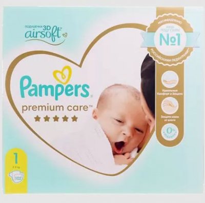 Купить pampers premium care (памперс) подгузники 1 для новорожденных 2-5кг, 102шт в Заволжье
