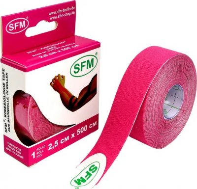 Купить лента (тейп) кинезиологическая sfm-plaster на хлопковой основе  2,5см х 5м розовый в Заволжье