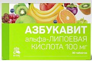 Купить азбукавит альфа-липоевая кислота 100мг, таблетки массой 200мг, 30 шт бад в Заволжье