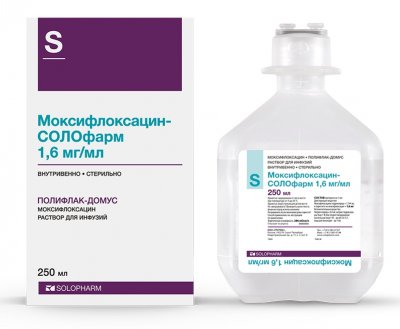 Купить моксифлоксацин-солофарм, раствор для инфузий 1,6мг/мл, флакон 250мл в Заволжье