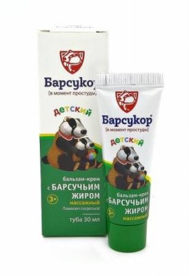 Купить барсукор (барсучий жир) крем-бальз массаж д/дет. 30мл в Заволжье