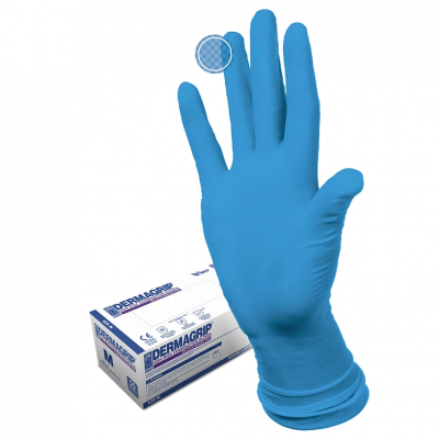 Купить перчатки dermagrip high risk powder free, сверхпрочные синие, размер l, 50 шт в Заволжье