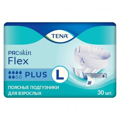 Купить tena (тена) подгузники, proskin flex plus размер l, 30 шт в Заволжье