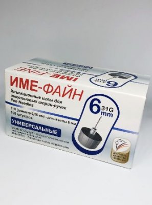 Купить иглы ime-fine для инъекций универсальные для инсулиновых шприц-ручек 31g (0,26мм х 6мм) 100 шт в Заволжье