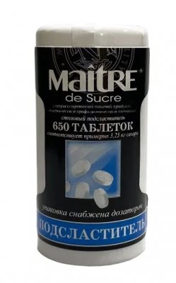 Купить maitre de sucre (мэтр де сукре) подсластитель столовый, таблетки 650шт в Заволжье