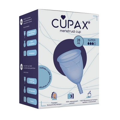 Купить капакс (cupax) чаша менструальная силиконовая супер 28мл голубая, 1 шт в Заволжье