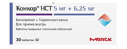 Купить конкор нст, таблетки покрытые пленочной оболочкой 5 мг+6,25 мг, 30 шт в Заволжье