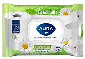 Аура бумага туалетная влажная Ромашка 72шт