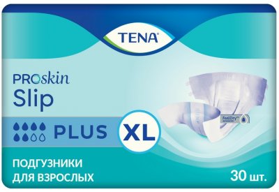 Купить tena (тена) подгузники, proskin slip plus размер xl, 30 шт в Заволжье