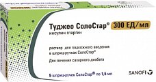 Купить туджео солостар, раствор для подкожного введения 300 ед/мл, картридж 1,5мл+шприц-ручка солостар, 5шт в Заволжье