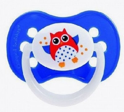 Купить canpol (канпол) пустышка симметричная силиконовая 0-6 месяцев owl голубая 1шт в Заволжье