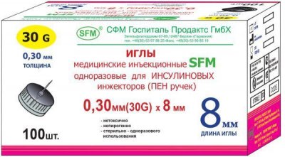 Купить иглы sfm для для инсулиновых инжекторов (пен ручек) 30g (0,30мм х 8мм) 100 шт в Заволжье