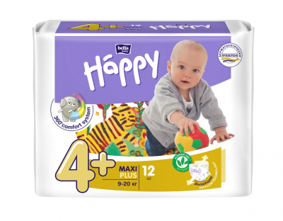 Купить bella baby happy (белла) подгузники 4+ макси+ 9-20кг 12 шт в Заволжье
