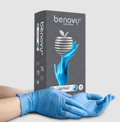Купить перчатки benovy смотровые нитриловые нестерильные неопудрен текстурир на пальцах размер l 50 пар, голубые в Заволжье