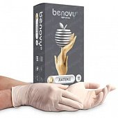 Купить перчатки benovy смотровые латексные нестерильные опудренные текстурированные на пальцах, размер l 50 пар в Заволжье