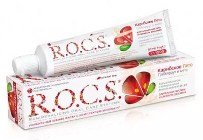 Купить рокс (r.o.c.s) зубная паста грейпфрут/мята, 74мл (еврокосмед ооо, россия) в Заволжье