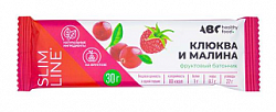 Батончик фруктовый с клюквой и малиной неглазированный на фруктозе ABC Healthy Food 30г БАД