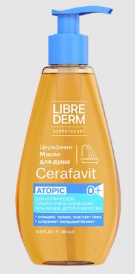 Купить librederm cerafavit (либридерм) масло липидовосстанавливающее для душа смягчающее с церамидами и пребиотиками, 200мл в Заволжье