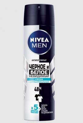 Купить nivea (нивея) для мужчин дезодорант спрей невидимый черное, белое fresh, 150мл в Заволжье