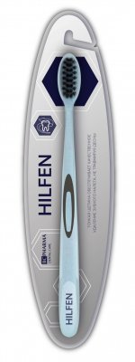 Купить хелфен (hilfen) зубная щетка средней жесткости черная щетина голубая, 1шт в Заволжье