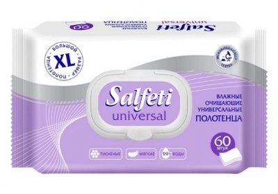 Купить salfeti (салфети) полотенца влажные очищающие универсальные, 60 шт в Заволжье