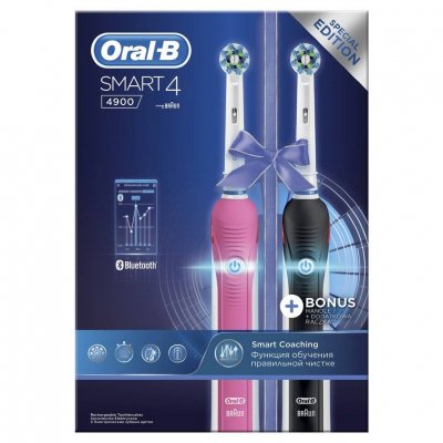 Купить oral-b (орал-би) набор: электрических зубных щеток, smart4 4900/d6015253h 2 шт в Заволжье