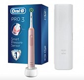 Купить oral-b (орал-би) электрическая зубная щетка pro 3 тип 3772 crossaction розовая+ зарядное устройство 3757 +чехол в Заволжье