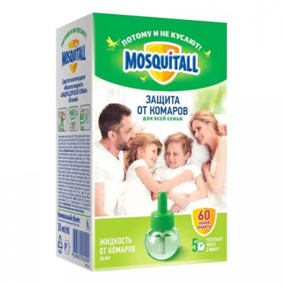 Купить mosquitall (москитолл) защита для взрослых жидкость к фумигатору 60ночей 30 мл в Заволжье