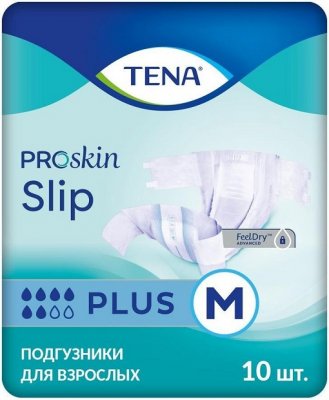 Купить tena proskin slip plus (тена) подгузники размер m, 10 шт в Заволжье