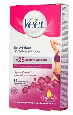 Купить veet easy-gelwax (вит) восковые полоски для депиляции для бикини с ароматом бархатной розы, 14шт в Заволжье