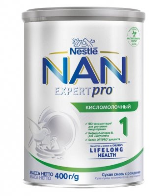Купить nan 1 (нан) кисломолочный смесь сухая для детей с рождения, 400г в Заволжье