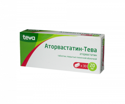 Купить аторвастатин-тева, таблетки, покрытые пленочной оболочкой 20мг, 30 шт в Заволжье
