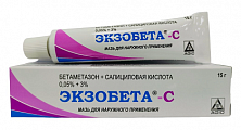 Купить экзобета-с, мазь для наружного применения 0,05%+3%, туба 15г в Заволжье
