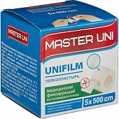 Купить пластырь master uni (мастер-юни) юнифилм полимерная основа 5х500см, 1 шт в Заволжье