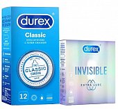 Купить durex (дюрекс) набор: презервативы classic, 12шт + invisible extra lube, 3шт в Заволжье