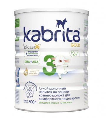 Купить kabrita gold 3 (кабрита) смесь на козьем молоке для детей старше 12 месяцев, 800г в Заволжье