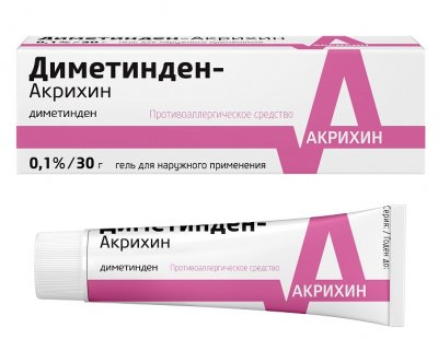 Купить диметинден-акрихин, гель для наружного применения 0,1%, 30г от аллергии в Заволжье