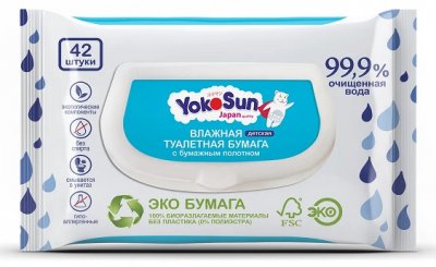 Купить йокосан (yokosun) влажная туалетная бумага детская, 42шт в Заволжье