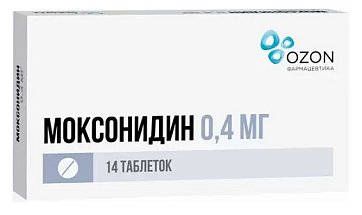 Моксонидин, таблетки, покрытые пленочной оболочкой 0,4мг, 14 шт